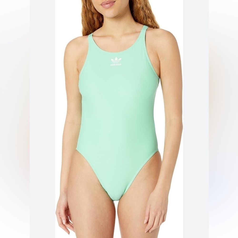 Adidas Women's Swimsuit Mint Originals Trefoil One-Piece M beach vacation resort